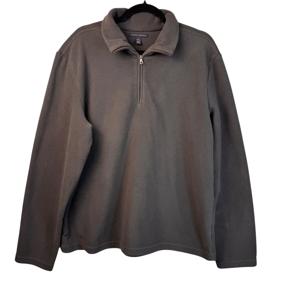 Banana Republic Fleece Pullover Large Tall Olive Green‎ Quarter Zip